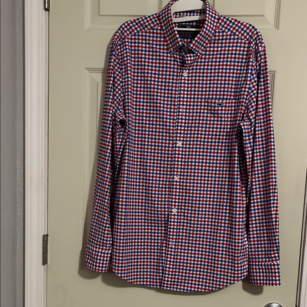 Vineyard Vines Red and Blue Gingham Casual Shirt